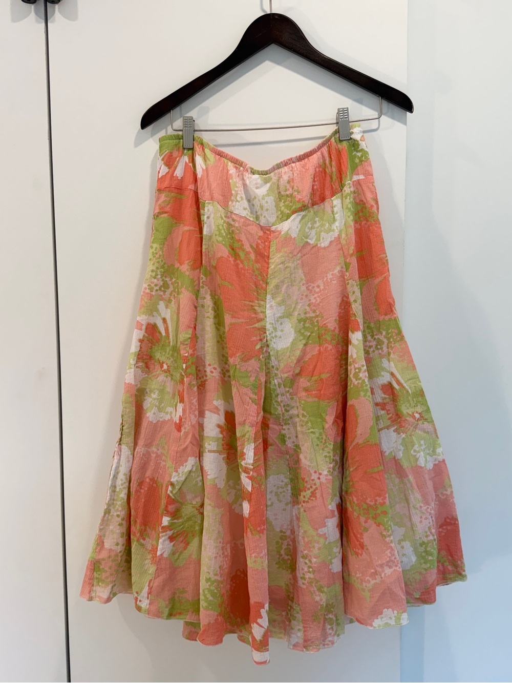 Ruby Rd. Coral & Lime Floral A-Line Skirt